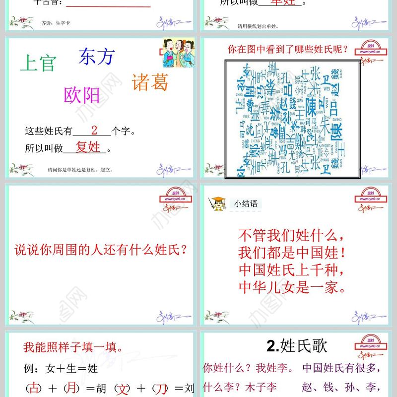  姓氏歌ppt一年级下册部编版