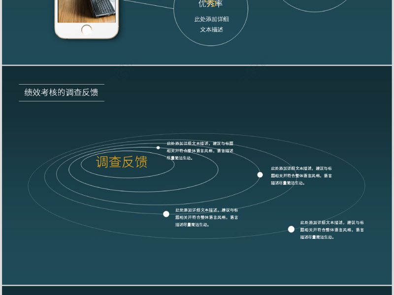 原创蓝色完整框架人事行政部工作总结PPT模板-版权可商用