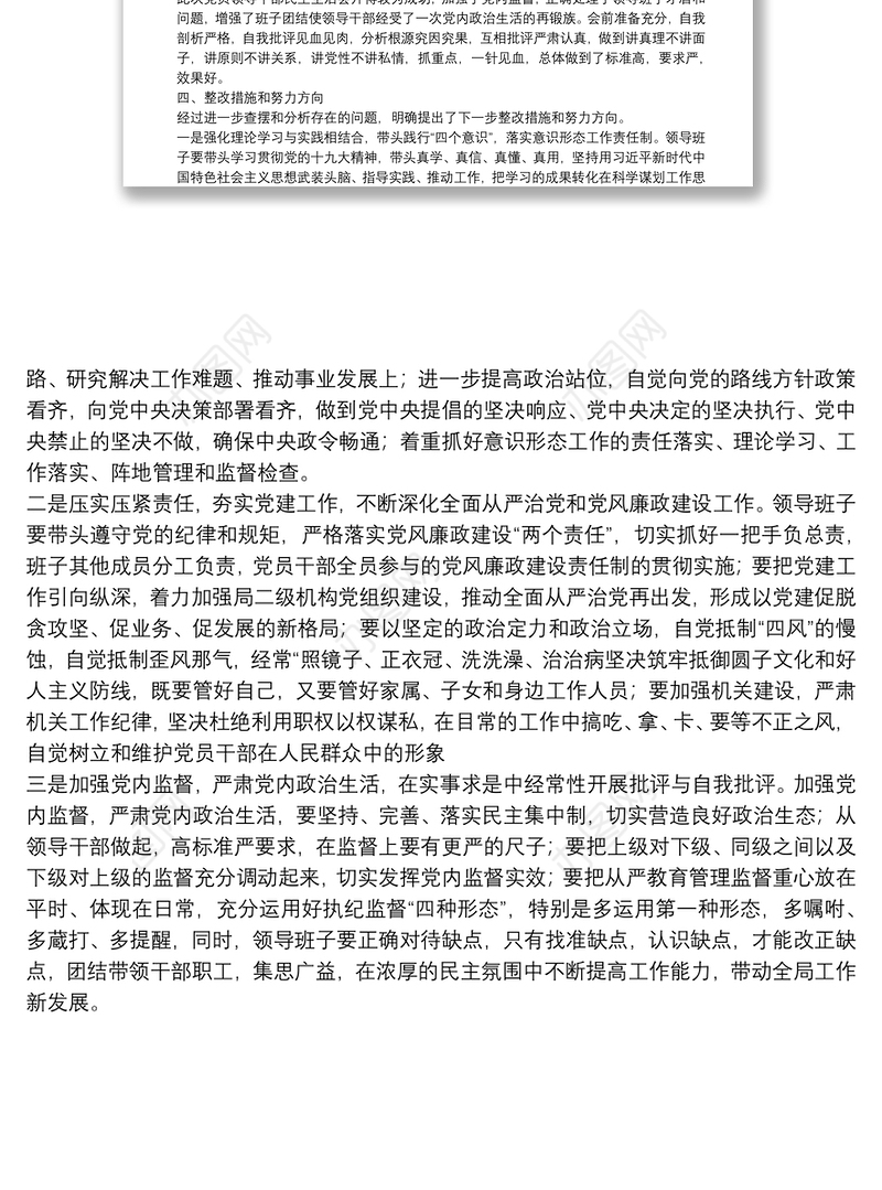 X局党组巡视整改专题民主生活会情况报告