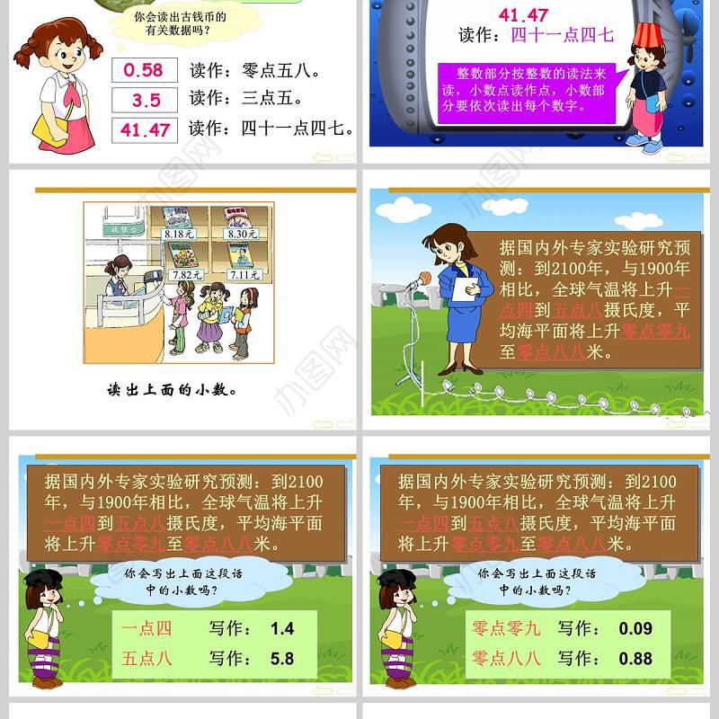  小数的读法和写法数学课件PPT模板