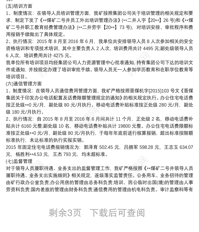 企业负责人履职待遇自查报告三篇