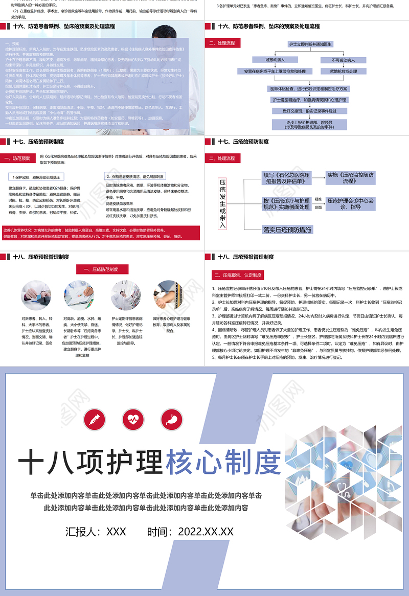 2022十八项护理核心制度PPT简约医疗风护理制度通用PPT