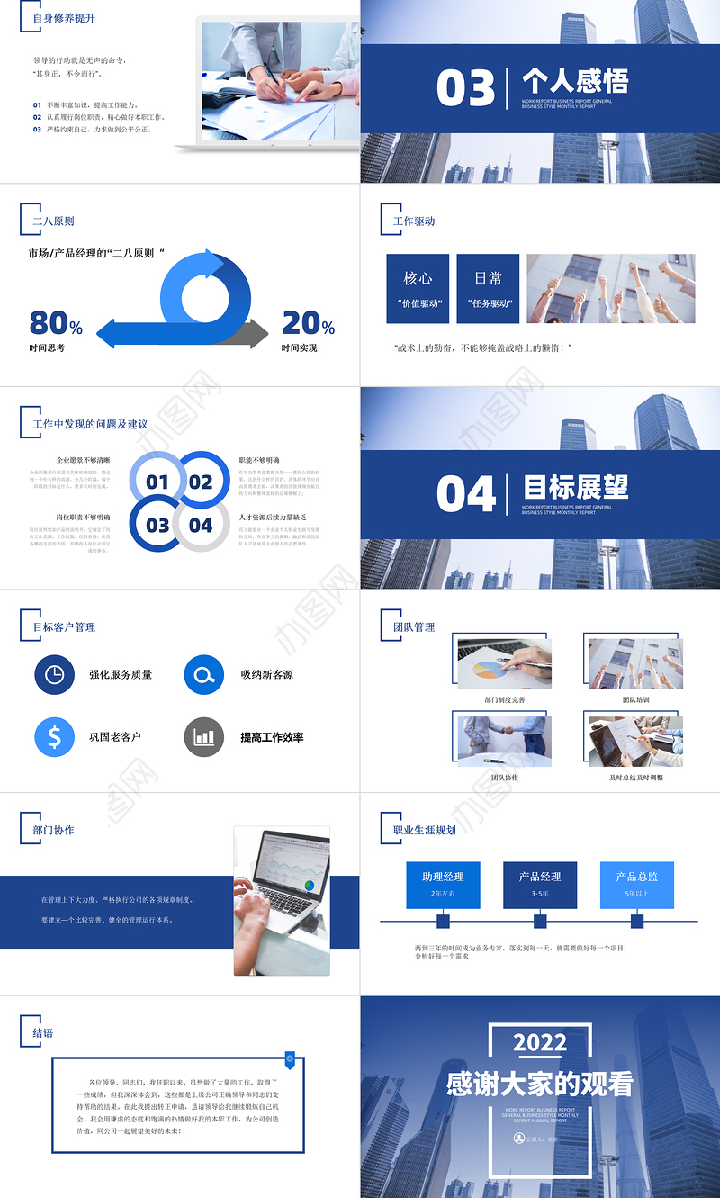 2022经理转正述职报告PPT创意商务转正述职专用PPT