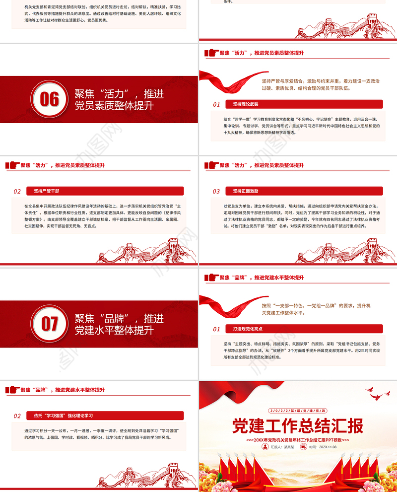 2022基层党建党政工作总结汇报PPT红色精品党政机关党建年终工作总结汇报专题党课课件