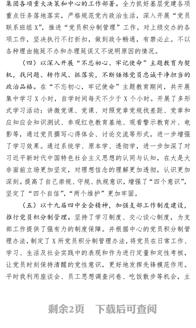 党支部书记2019年抓党建工作述职报告