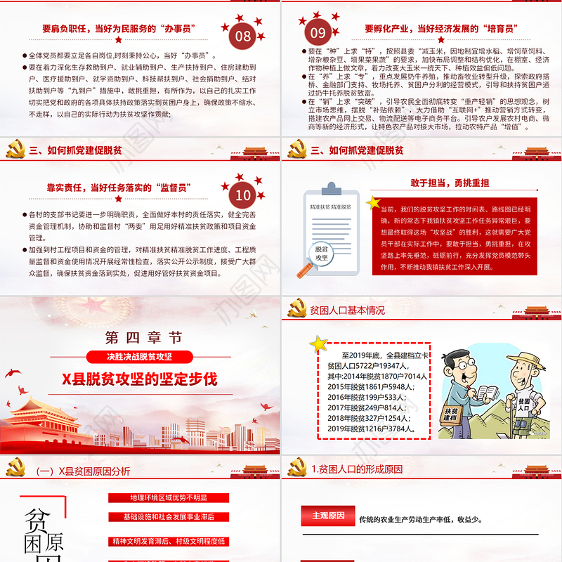 2021抓党建促脱贫决胜决战脱贫攻坚战PPT专题党课课件模板