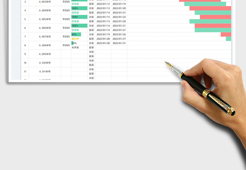 2022月度甘特图计划表免费下载