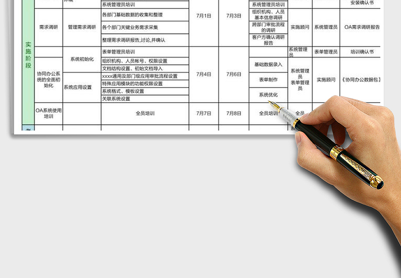 ERP软件实施计划进度表免费下载