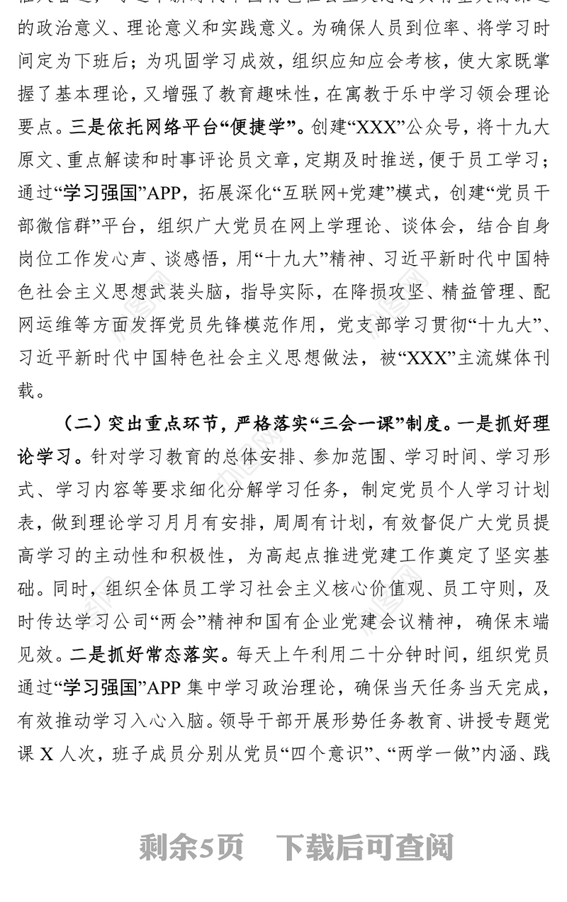 2019年第一季度党支部工作报告