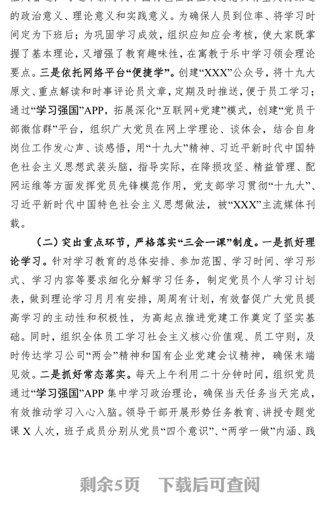 2019年第一季度党支部工作报告