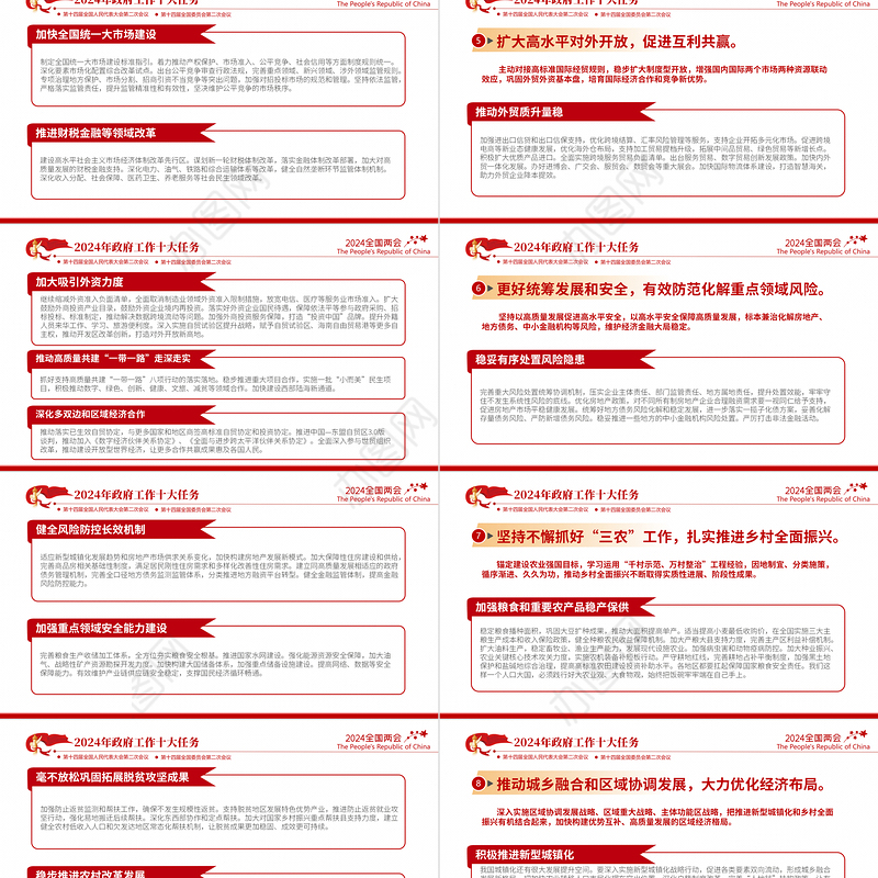 2024年政府工作十大任务PPT大气简洁聚焦两会关注民生微党课下载