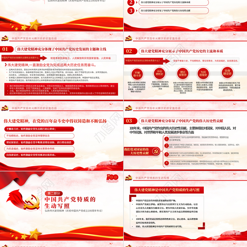 2021弘扬伟大建党精神PPT庆祝中国共产党成立100周年党史学习教育专题党课课件