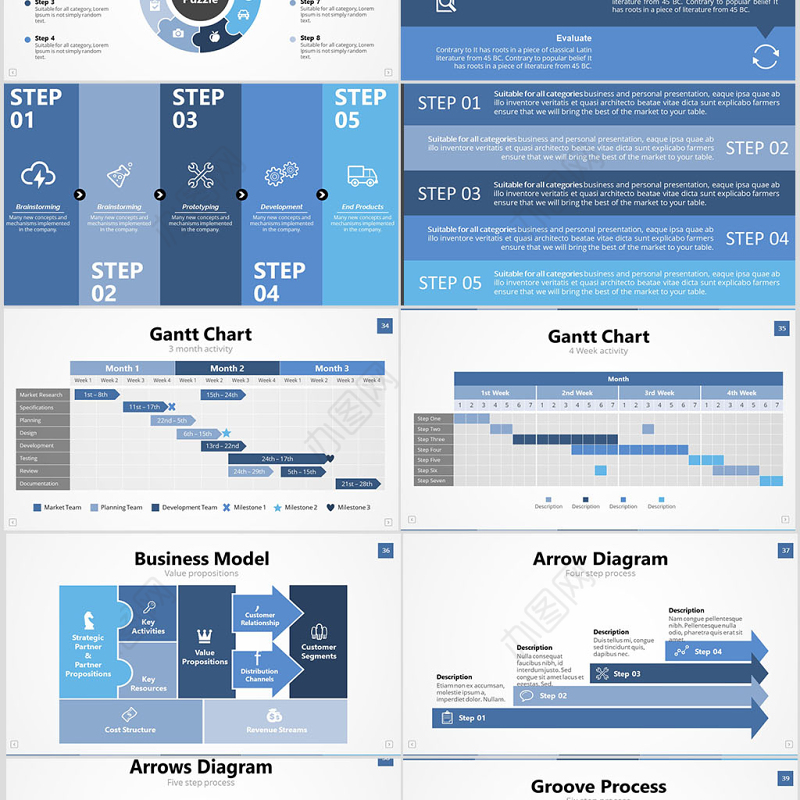 原创商务企业流程图鱼骨流程时间线-版权可商用