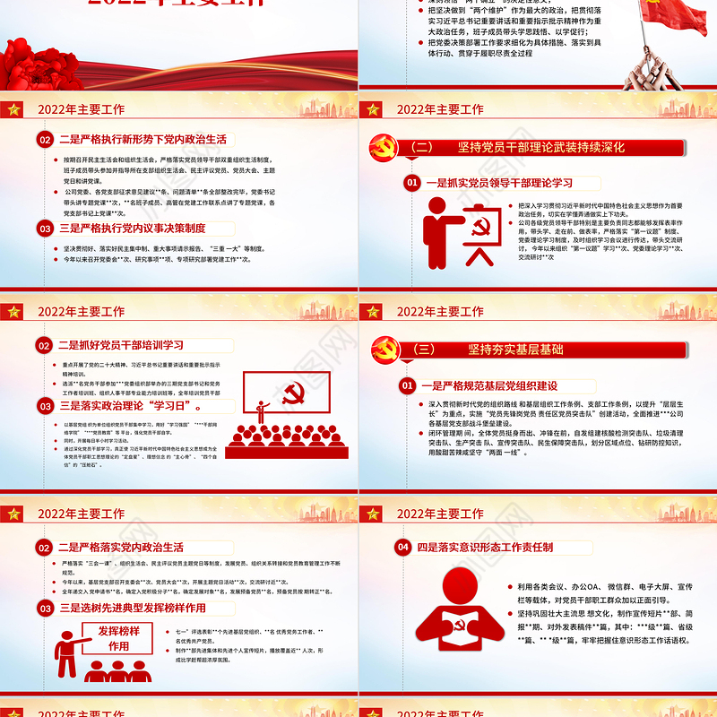 红色精美风国企2022年基层党建工作总结暨2023年工作思路专题党课课件模板