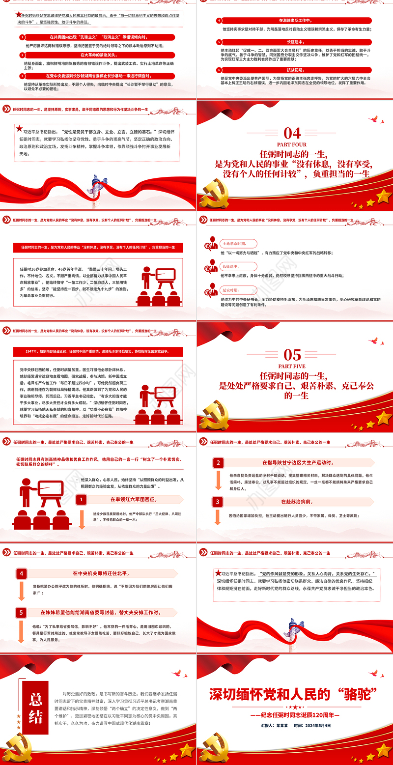 深切缅怀党和人民的“骆驼”PPT纪念任弼时同志诞辰120周年党史人物介绍专题课件