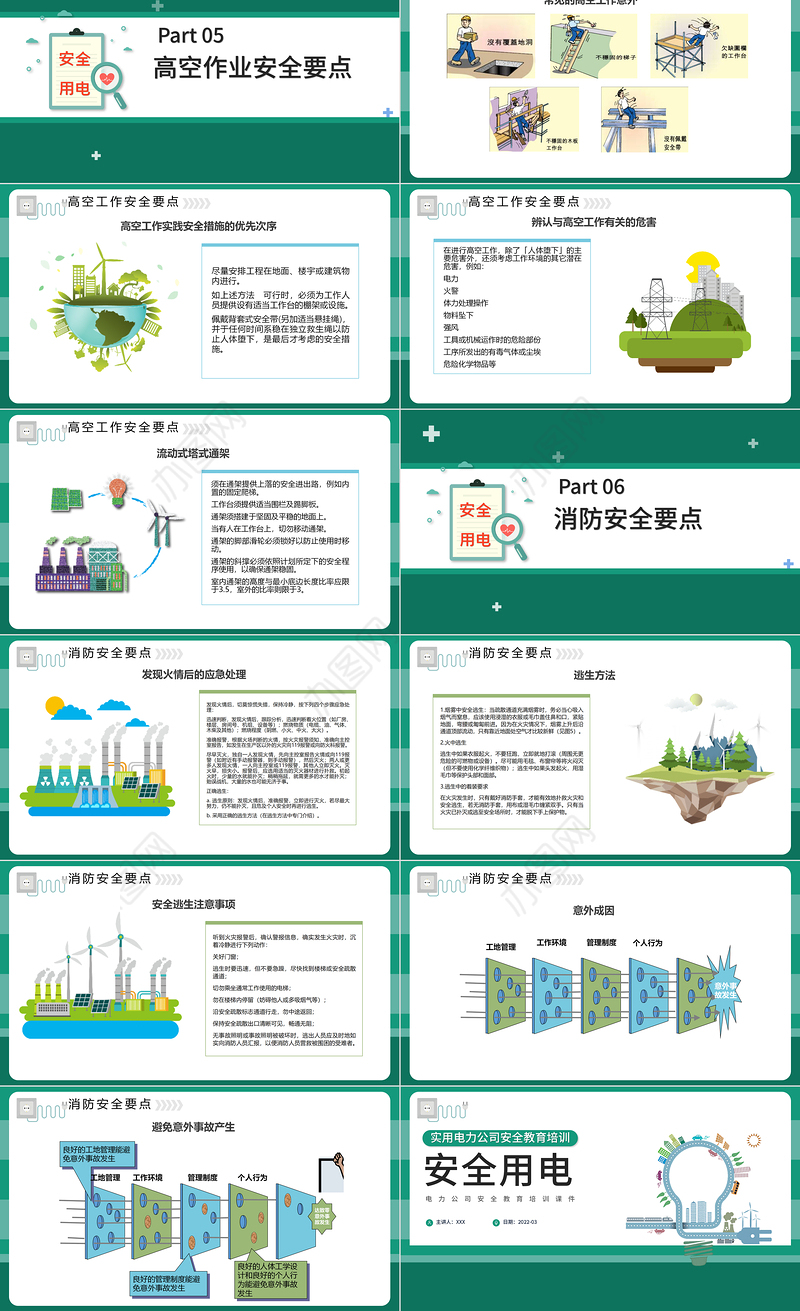 2022电力知识大讲堂之安全用电PPT大气简约实用风电力公司安全教育培训课件模板