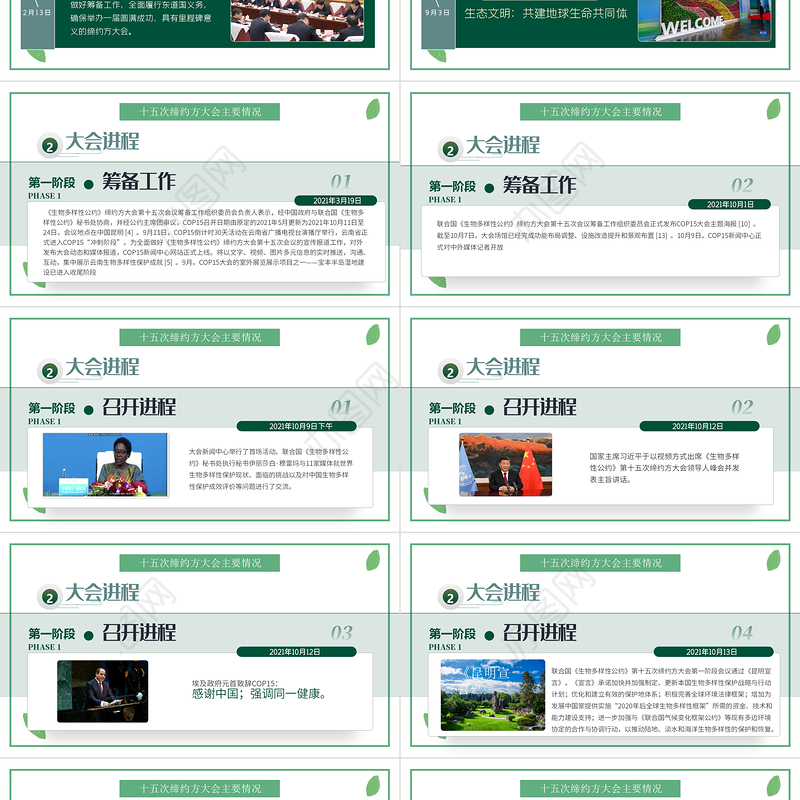 绿色清新生物多样性公约第十五次缔约方大会讲话精神解读党课PPT