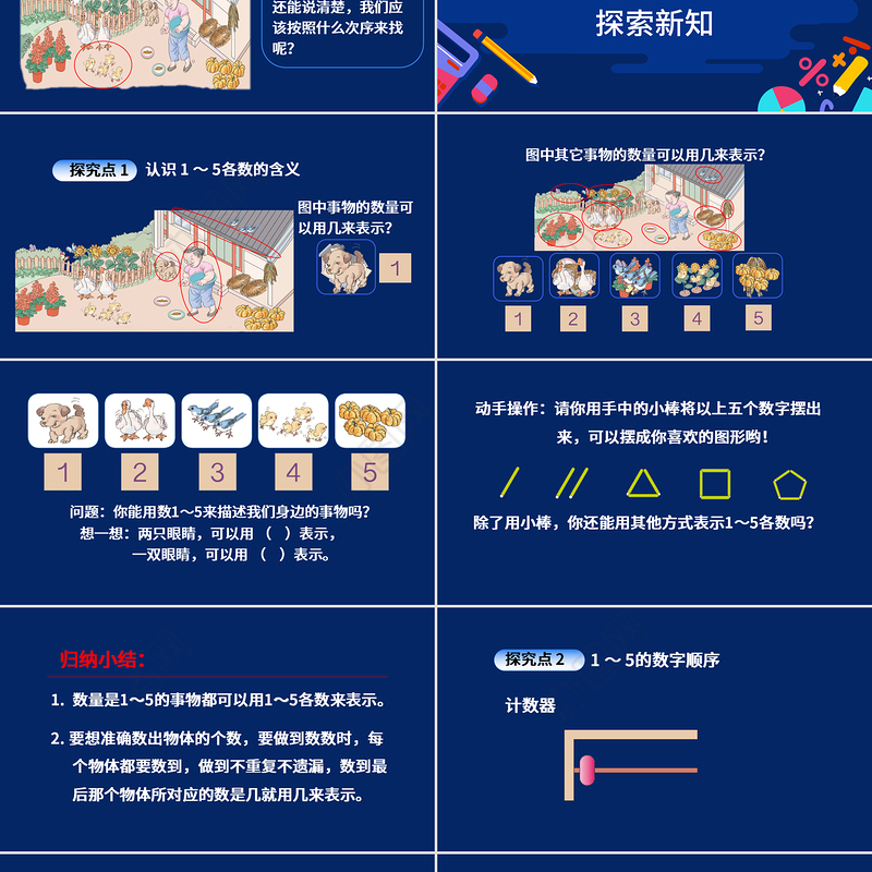 教学课件1-5的认识和加减法人教版小学一年级课件