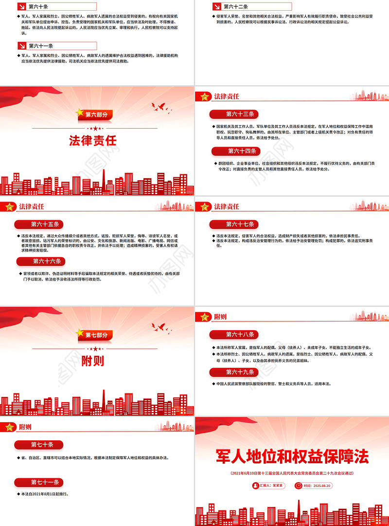 简洁风《军人地位和权益保障法》PPT课件下载