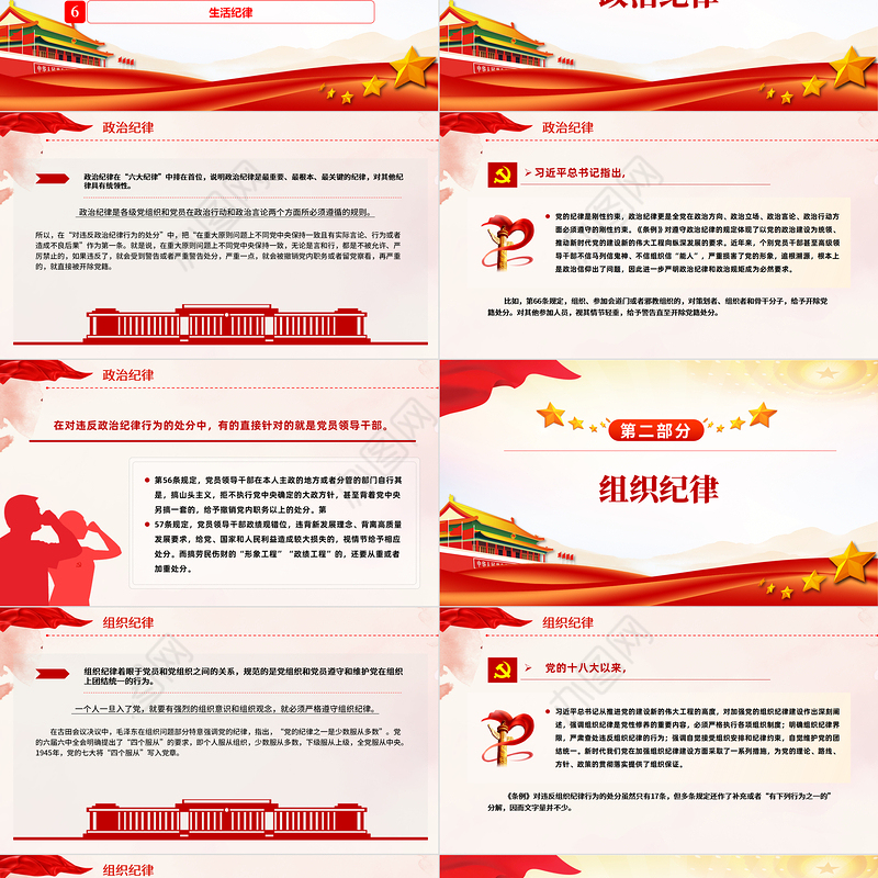 2024恪守六大纪律筑牢思想根基红色精美党员干部增强定力涵养正气微党课