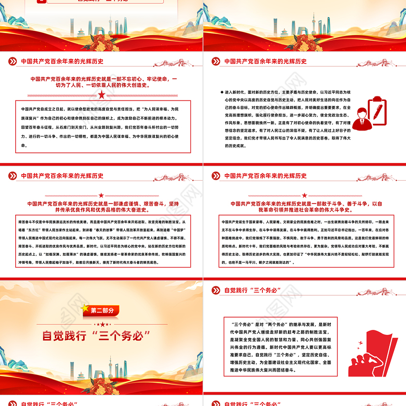 永葆赶考的清醒和坚定全面把握自觉践行“三个务必”PPT红色简洁新时代管党治党党课课件