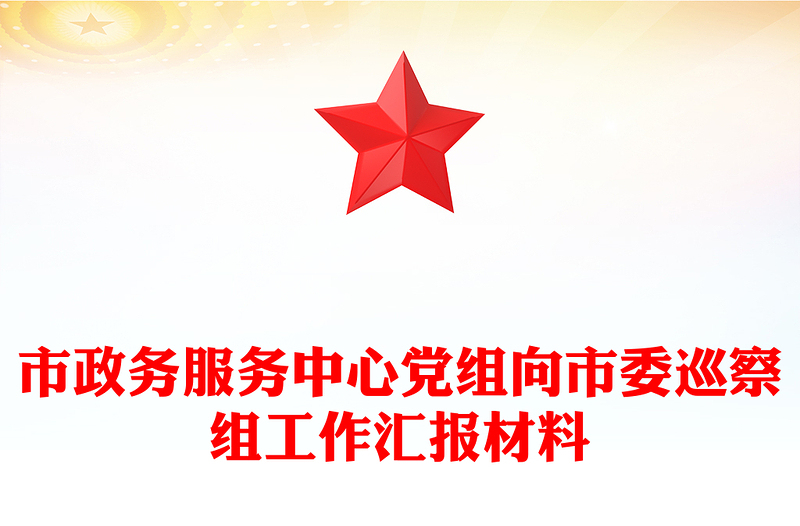 市政务服务中心党组向市委巡察组工作汇报材料