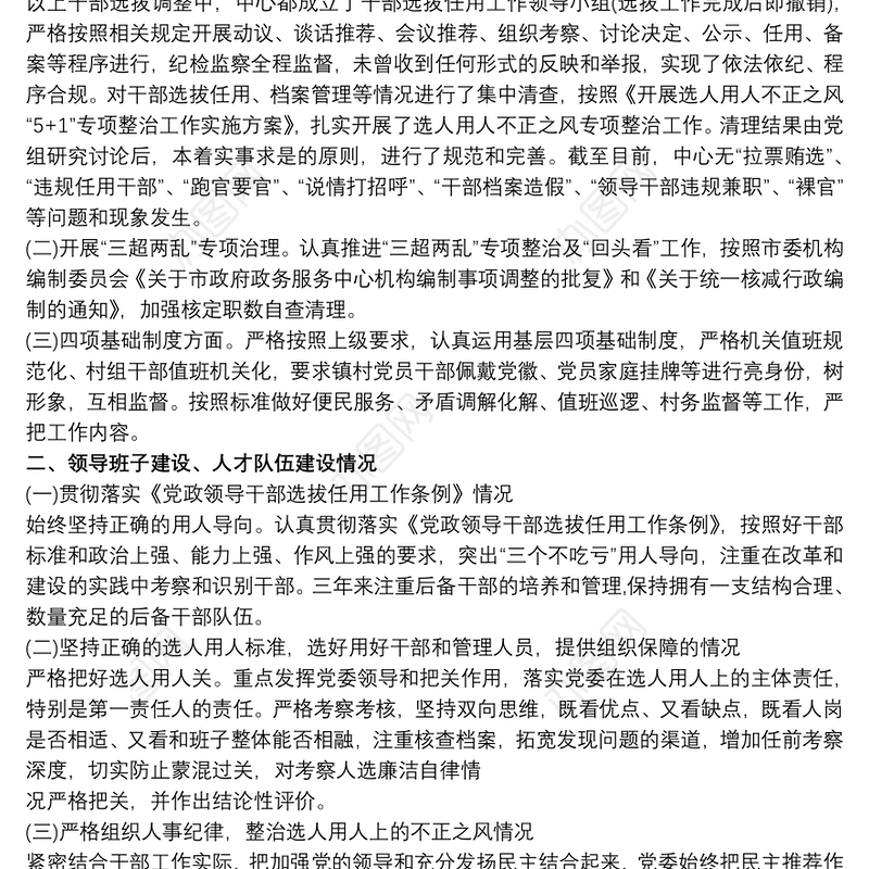 市政务服务中心党组向市委巡察组工作汇报材料