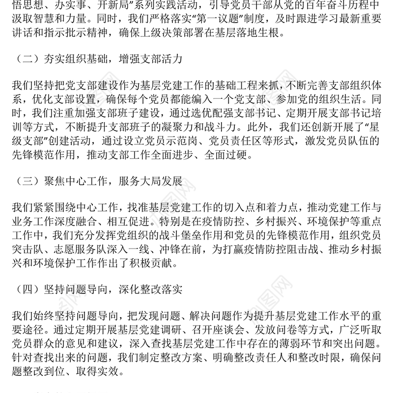 2024年基层党组织书记抓基层党建工作述职报告