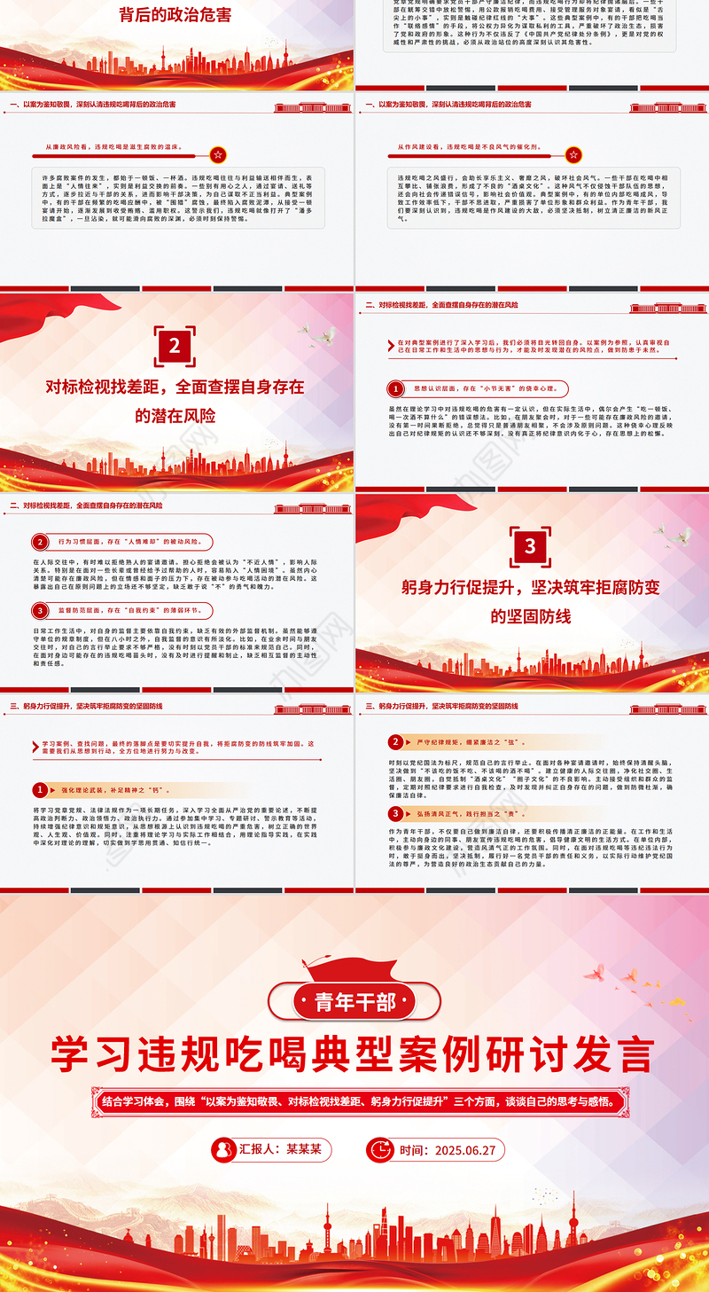 党政风青年干部学习违规吃喝典型案例研讨发言PPT课件