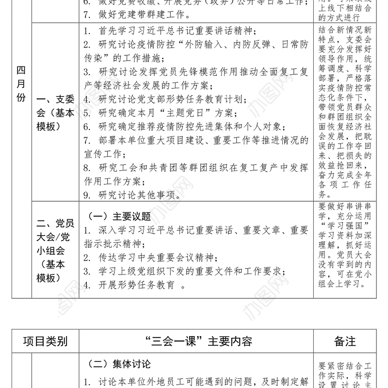 ​党支部“三会一课”工作计划
