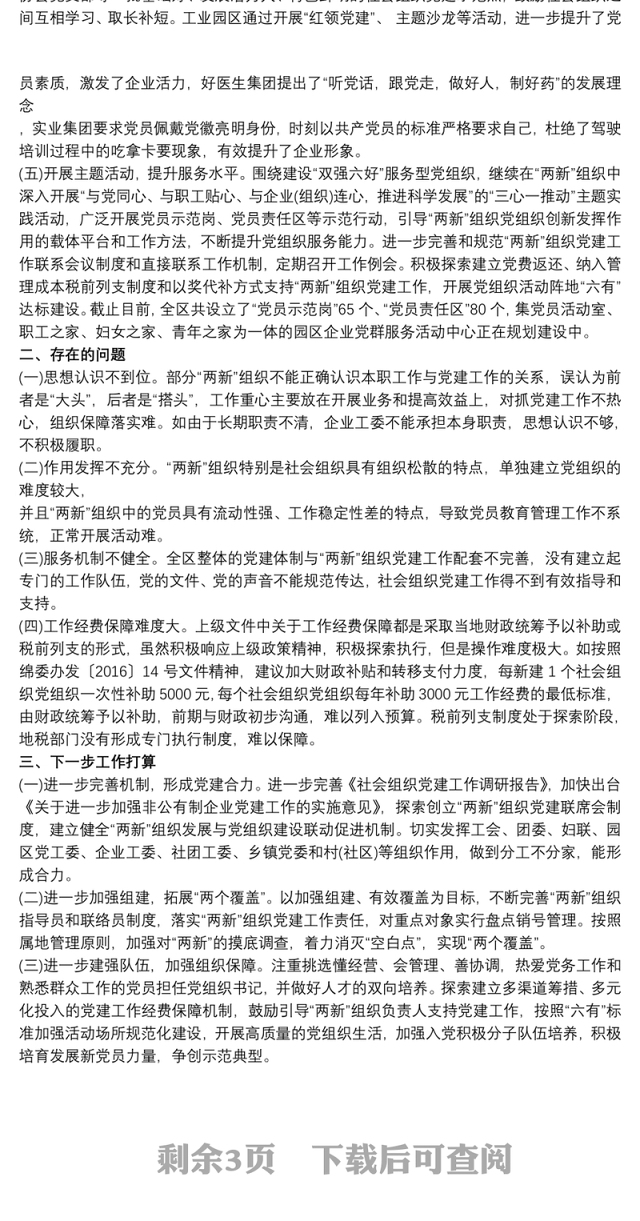 2021“两新”组织党建工作总结