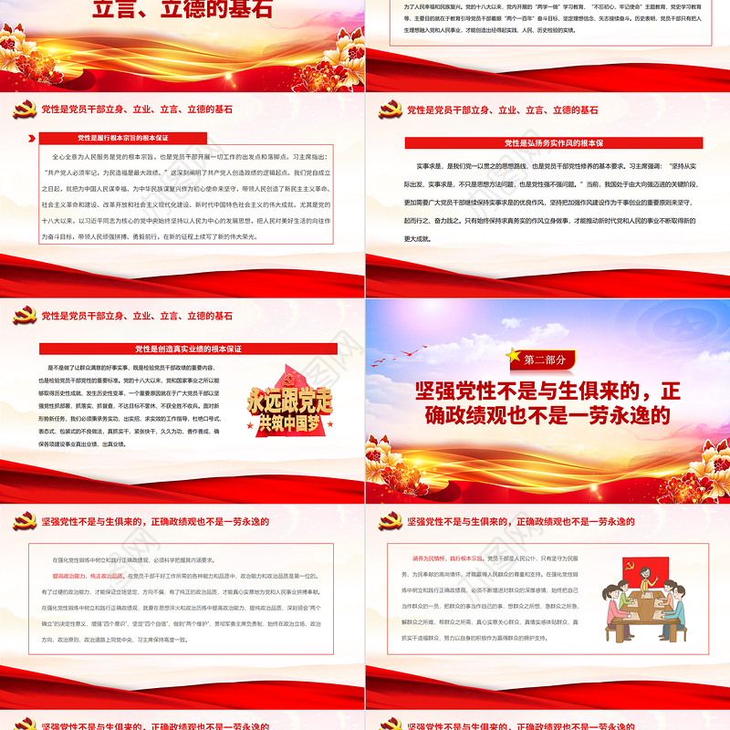 政绩观PPT党政风党员干部在强化党性锻炼中树立和践行正确政绩观专题党课课件