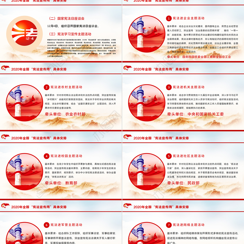 淡蓝色党建风国家宪法日宪法宣传周工作方案法制宣传教育党课ppt