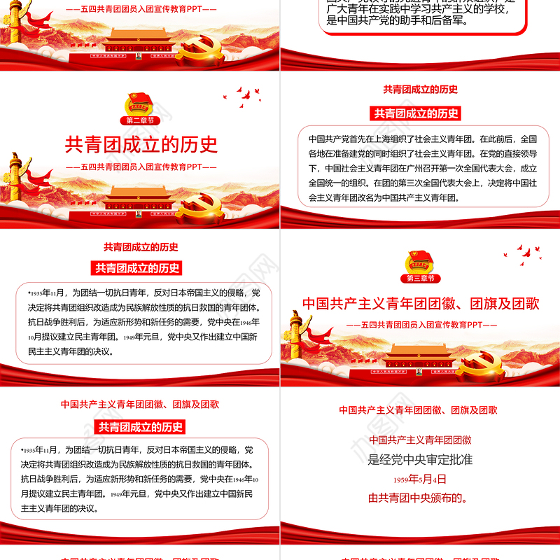 共青团入团宣传教育PPT简洁党政风中国共产主义青年团简介历史团员义务青少年入团培训课件