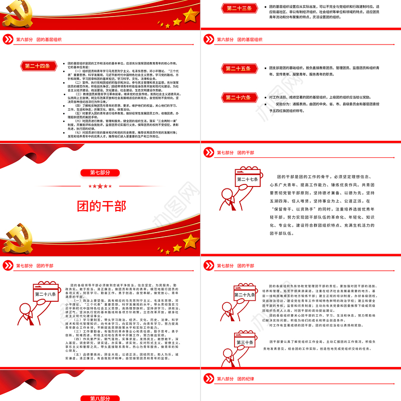 2023中国共产主义青年团章程PPT红色简洁共青团团员学习团章团课课件