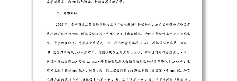 2022年市商务工作要点