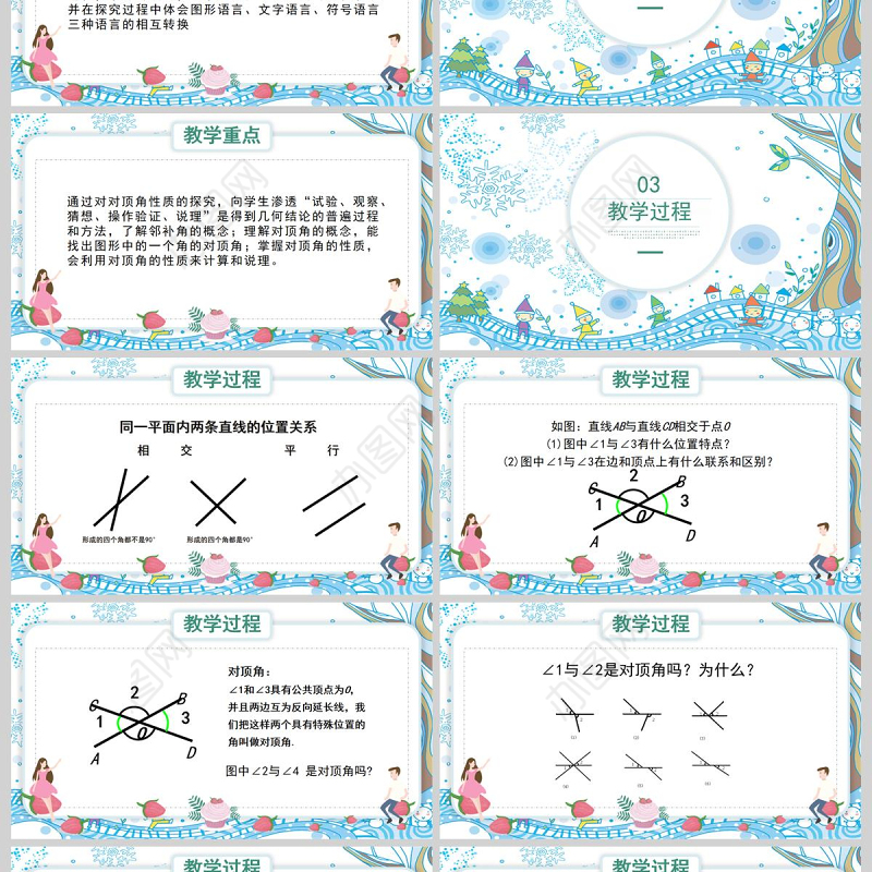  人教版初中七年级数学相交线课件PPT模板