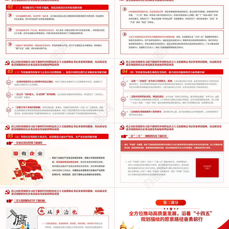 以高质量党建引领保障国有企业高质量发展PPT简洁精美党政部门党支部团支部教育专题党课课件