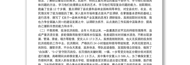 互派交流干部挂职工作总结