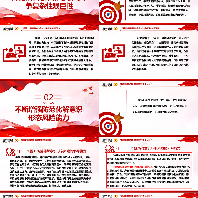 着力防范化解意识形态风险ppt大气精美风坚定维护国家意识形态安全党组织党群党员专题党课课件