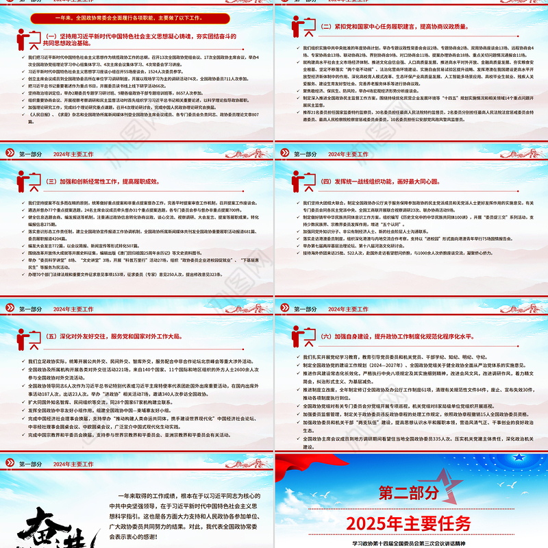 2025全国政协工作报告PPT红色精美两会专题党课课件