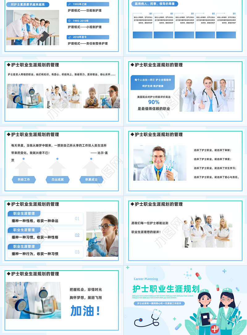 2023护士职业生涯规划PPT简约风医院护士职业生涯规划专题课件模板下载
