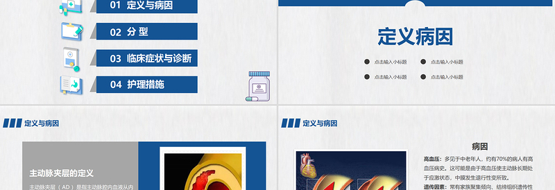 2022主动脉夹层PPT清新简约风医学急救护理通用PPT模板