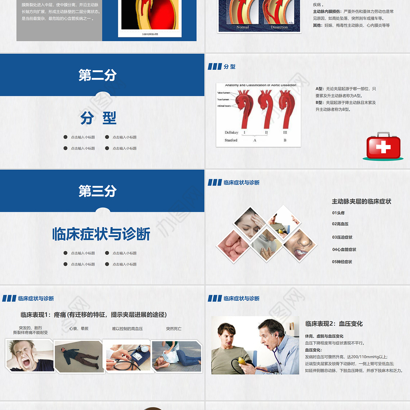 2022主动脉夹层PPT清新简约风医学急救护理通用PPT模板