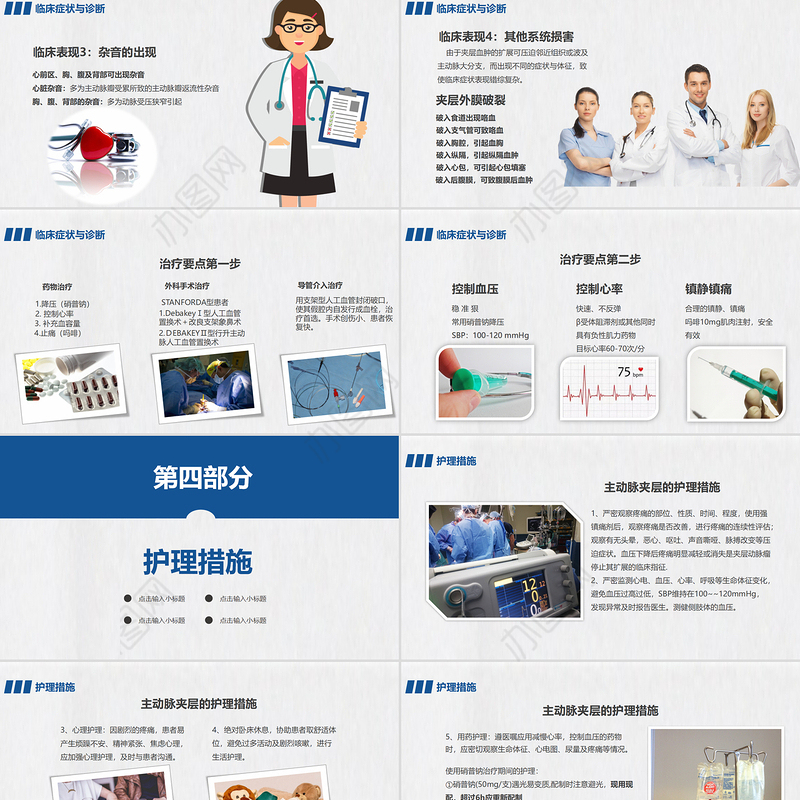 2022主动脉夹层PPT清新简约风医学急救护理通用PPT模板