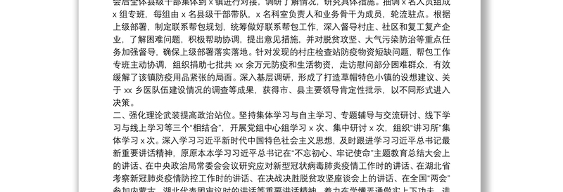20**年上半年党组落实全面从严治党主体责任情况报告