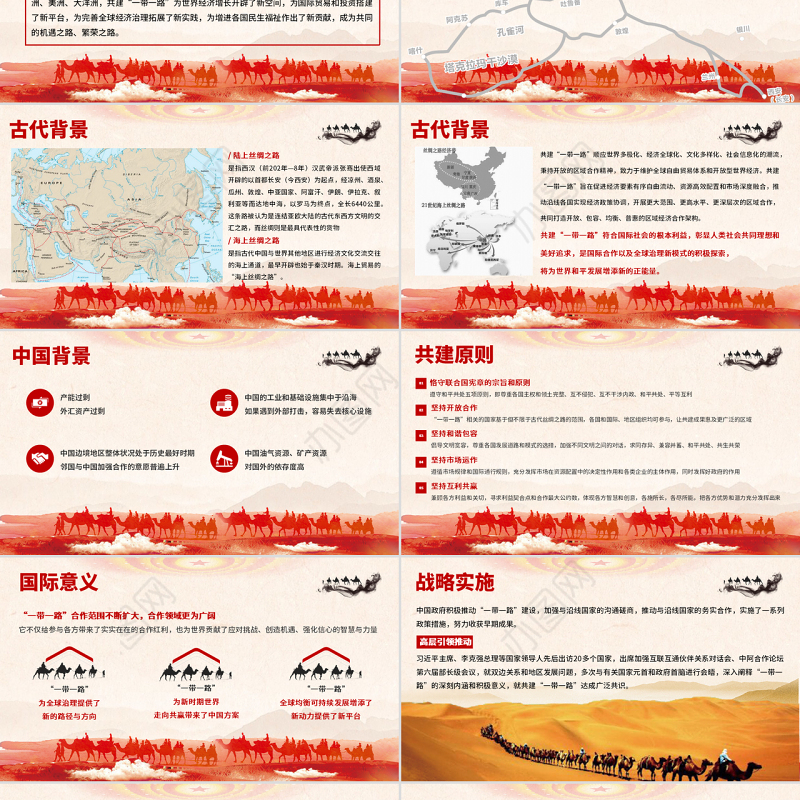 原创地域党课党政风一带一路国际合作高峰论坛PPT模板