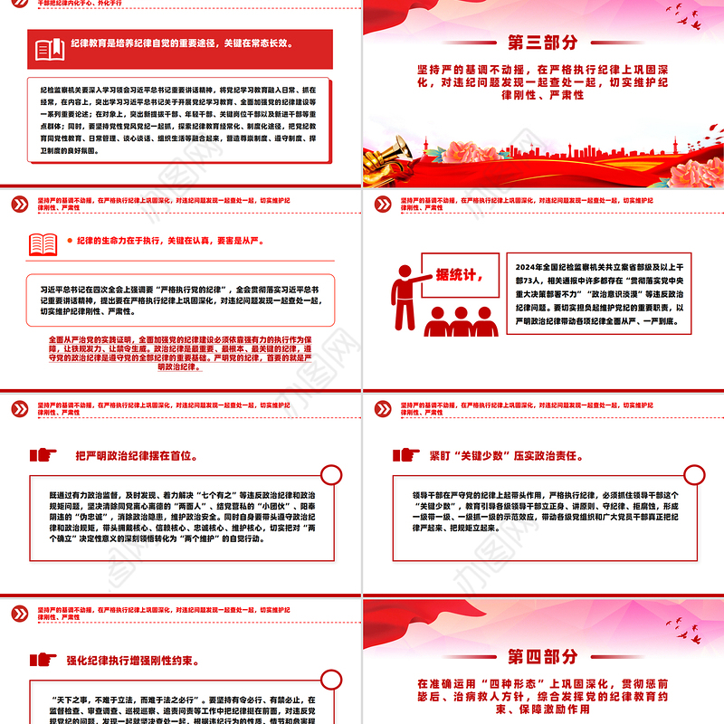 简洁大气全面加强党的纪律建设PPT纪检监察微党课