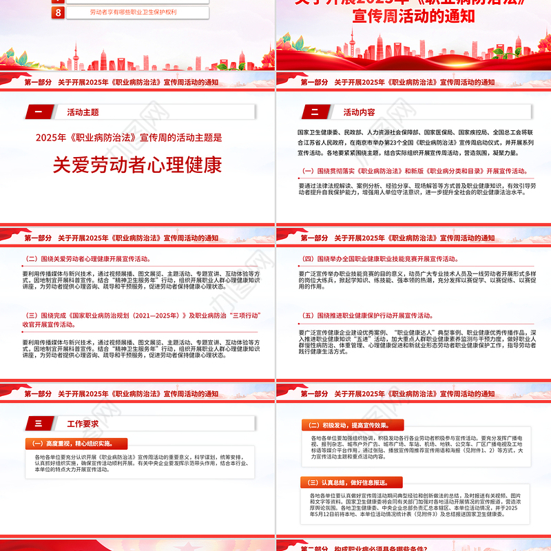 2025职业病防治法宣传周PPT关爱劳动者心理健康课件下载