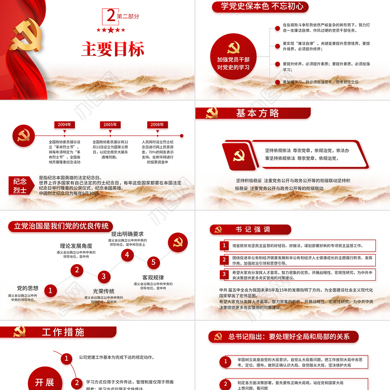 2022党员主题党日PPT红色党建党支部主题党日微党课课件模板